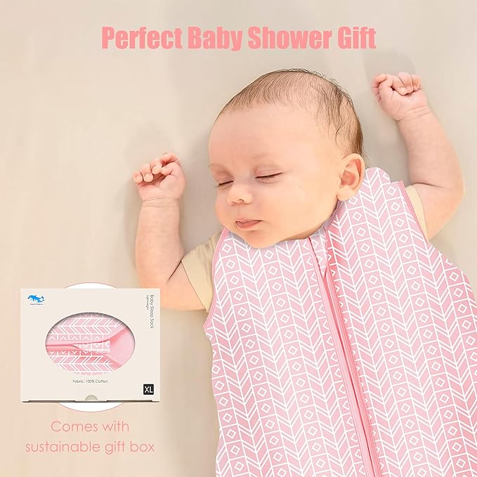 SWEET DOLPHIN Baby Sleep Sack 18-24 Months - 100% Cotton 2-Way Zipper TOG 0.5 Infant Wearable Blanket, Newborn Essentials Toddler 3 Pack Sleeping Sacks - Pink