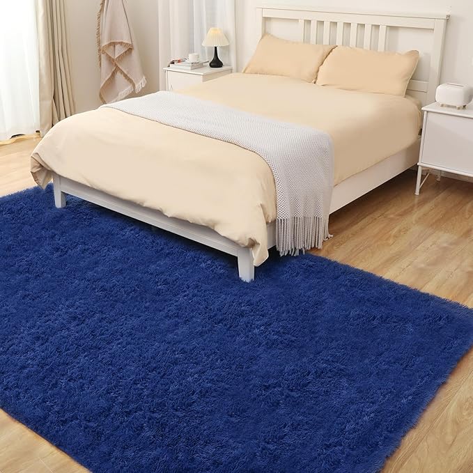 3x5 Blue Rug, Area Rugs for Living Room, Soft Plush Area Rugs for Bedroom, Non-Slip Indoor Carpet for Nursery, Study Room, Playroom, Home Decor