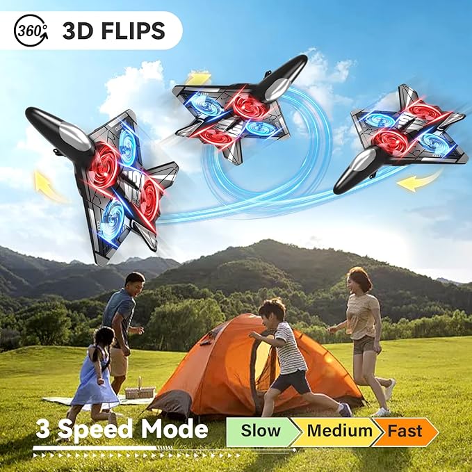 4DRC V31 Foam RC Planes Remote Control Airplanes for Kids Adults 4-7 8-16, Remote Control Planes Fighter Jet with Light, 360° Flip Fighter Jet Toy, Gravity Sensing, Stunt Roll, Gifts for Kids Boys