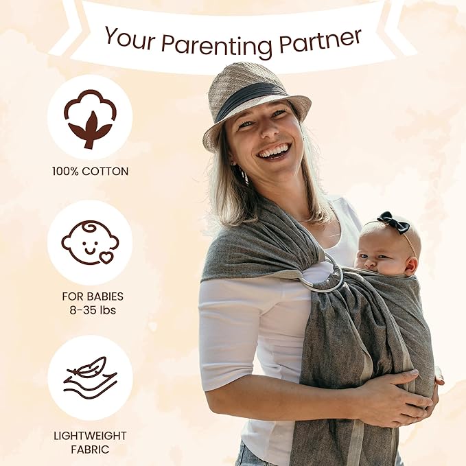 Hip Baby Wrap Ring Sling Baby Carrier for Infants and Toddlers - 100% Soft Cotton Baby Wraps Carrier for Babies 8-35 lbs - Perfect Baby Shower Gifts Moms and Dads - Nursing Cover (Kiwi Honeycomb)