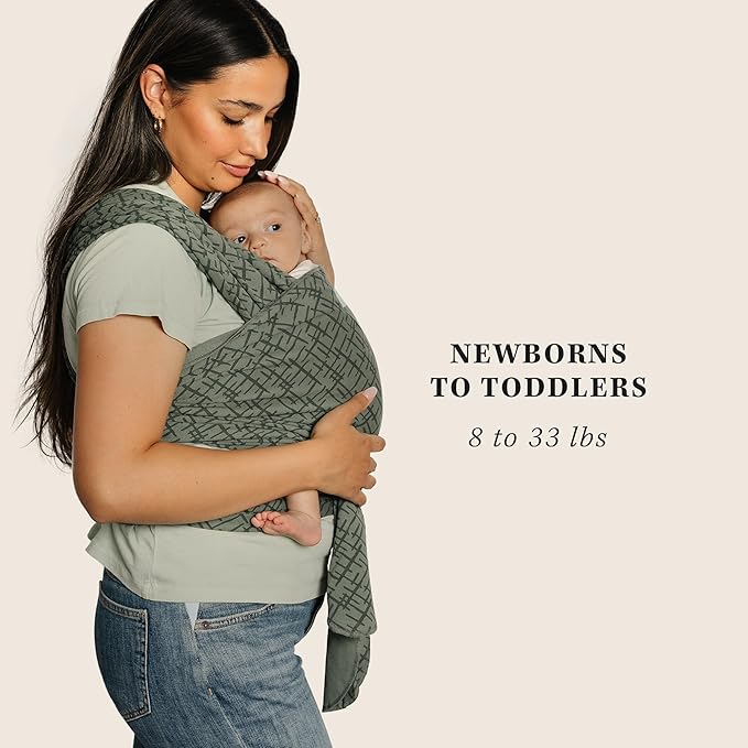 Moby Baby Wrap Carrier Classic for Newborns to Toddlers (8-33lbs), Infant Sling Carrier, Lightweight & Hands Free Design, Adjustable for All Body Types (Olive Etch)