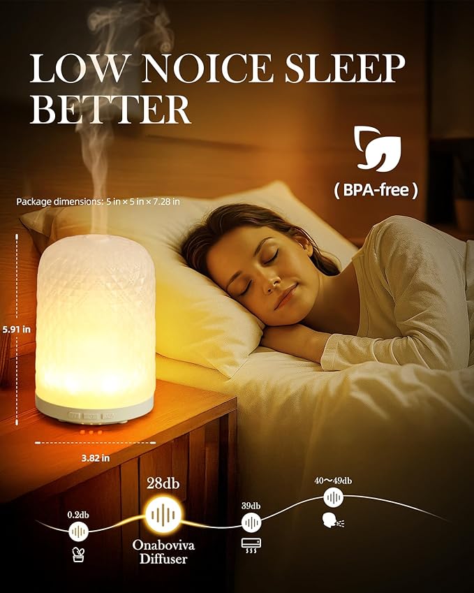 Aromatherapy Diffuser – Ultrasonic Essential Oil Diffuser, Health Night Light, Timer & Auto Shut-Off, BPA-Free, 120ml Diffusers for Home, Office, or Spa