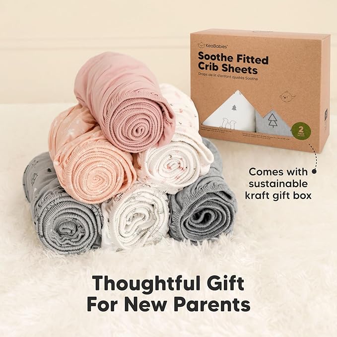 KeaBabies 2-Pack Organic Crib Sheets for Boys, Girls - 52x28 Fitted Crib Mattress Sheet Neutral, Breathable Jersey Cotton Cover for Baby Bed, Toddler Mattress, Soft & Cute Prints (Khaki)