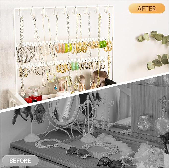 YGJT Makeup Organizer, Floor Skincare Cosmetics Organizer with Drawers, Jewelry Organizers and Storage for Earring Necklace, Vanity Organizer for Skin Care Perfume Makeup Brush Nail Polish Hair Tool