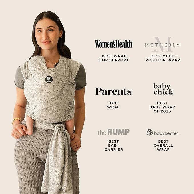 Moby Baby Wrap Carrier Classic by Petunia Pickle Bottom for Newborns to Toddlers (8-33lbs), Infant Sling Carrier, Lightweight & Hands Free Design, Adjustable for All Body Types (Seaside Poppies)