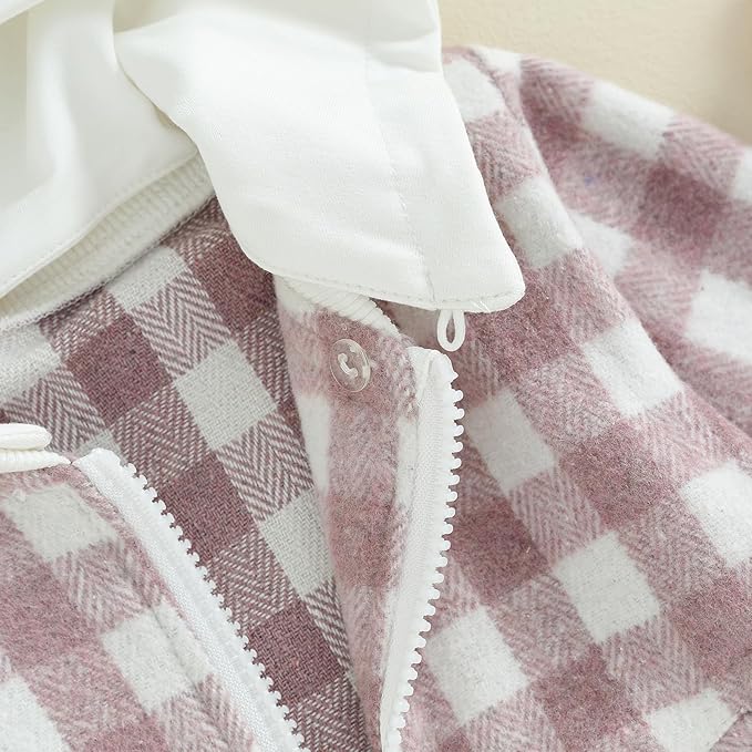 Douhoow Toddler Baby Plaid Jacket Baby Boy GIrl Flannel Hoodies Zip Up Hooded Fall Winter Outerwear Coat