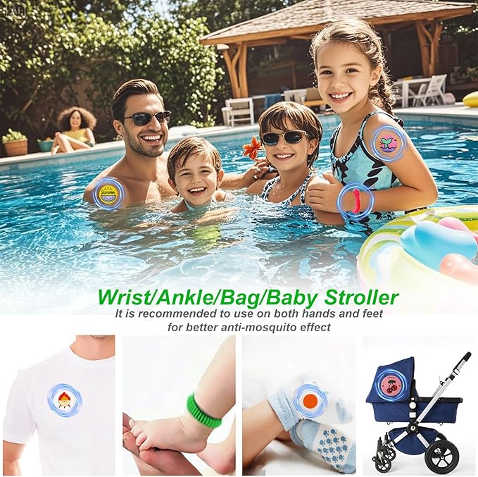 360Pcs Mosquito Patches Stickers,Natural Plant Based Individually Wrapped Mosquito Stickers with 6 Pack Mosquito Repellent Bracelets for Kids Adult Outdoor Hiking, Camping, Travel