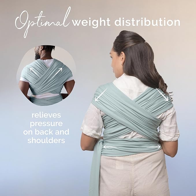 Boba Baby Wrap Carrier - Original Baby Carrier Wrap Sling for Newborns - Baby Wearing Essentials - Newborn Wrap Swaddle Holder, Newborn to Toddler Infant Sling (Serenity Sea Mist)