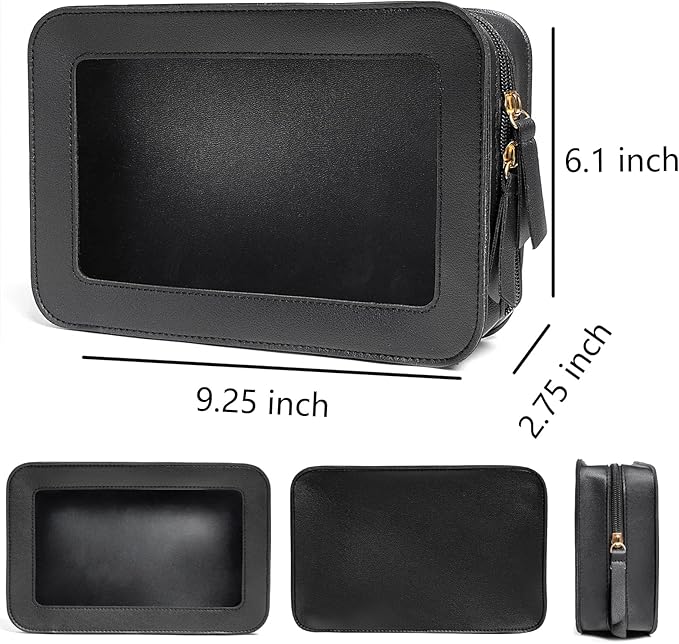 Clear Makeup Bag Small, TSA Approved Portable Toiletry Bag with Zipper Cosmetic Travel Bag Makeup Organizer Case Mini Makeup Pouch for Purse Car Organizer Bag for Women Men