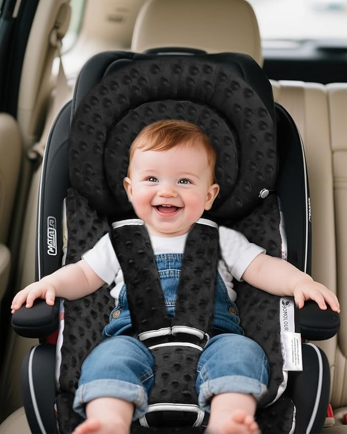 Infant Car Seat Insert with Removable Cushion for Baby Preemie Newborn Infant, Reversible carseat Insert Head Body Support Fits for Stroller, Baby Swing, Rocker, Bouncer, Bassinet - Black