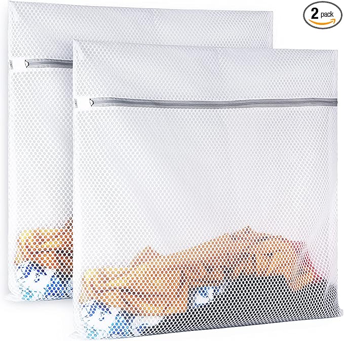 2 XX-Large Honeycomb Mesh Laundry Bag Delicates Durable for Washing Machine,24 x 24 Inches lingerie bags for Laundry, Travel Storage Organize Bag for Cotton Clothes,Sheet,Sweater, Shoes