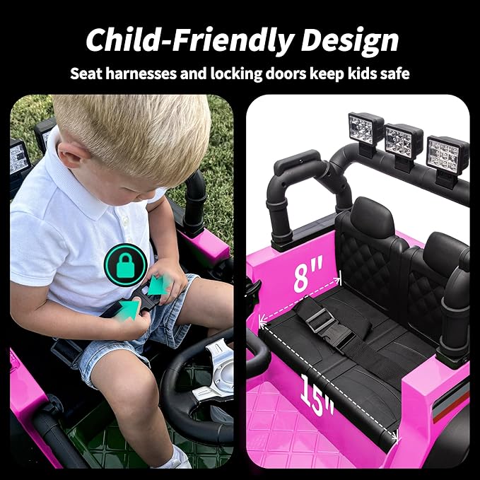 12V Kids Ride on Car Truck, Kids Electric Vehicles Car Ride on Toy for Toddlers w/Remote Control - Pink