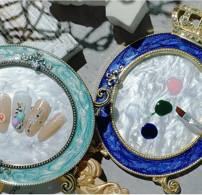 3 Pcs Nail Art Palette, Nail Art Painting Mixed Color Palettes Crown Nail Holder Retro Nail Art Display Board, Nail Art Display Tools Photography Props