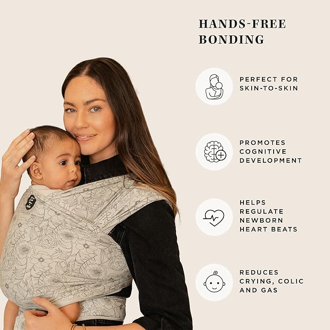 Moby Baby Wrap Carrier Classic by Petunia Pickle Bottom for Newborns to Toddlers (8-33lbs), Infant Sling Carrier, Lightweight & Hands Free Design, Adjustable for All Body Types (Seaside Poppies)