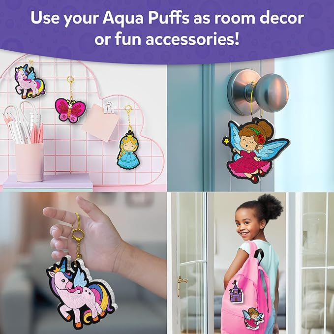 Skillmatics 3D Art Kit - Aqua Puffs Princesses & Unicorns, Mess-Free Paint by Number Craft for Kids, DIY Color & Inflate Activity, Travel & Creative Gift for Girls & Boys Ages 4, 5, 6, 7, 8, 9, 10