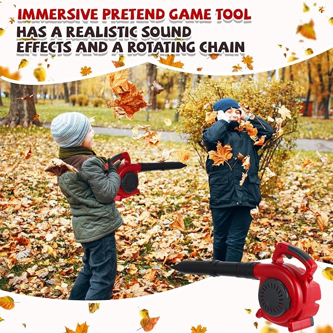 3 Pcs Toy Gardening Tool Set for Kids Toy Leaf Blower Hedge Trimmer Chainsaw Pretend Play Set with Lights and Sounds Birthday for Boys Girls