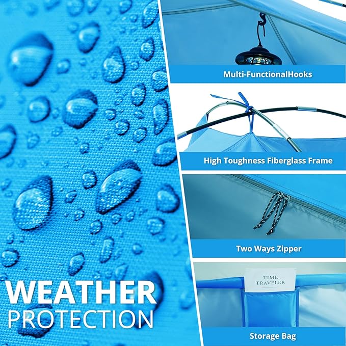 CAMEL CROWN Beach Tent UPF 50+ Sun Shelter for 2/3/5/6 Person, Lightweight Portable Sun Shade with Sand Anchor, Family Beach Day & Outdoor Adventures