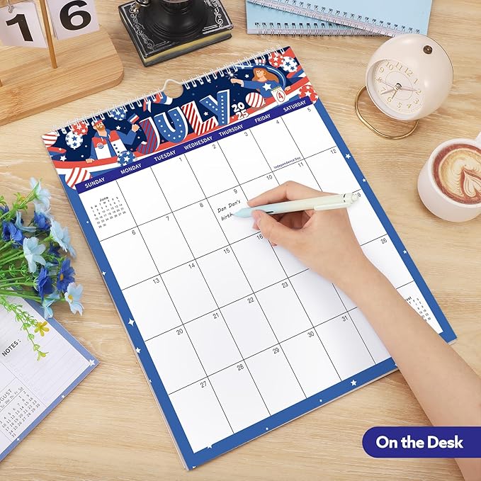 Wall Calendar 2025-2026, 18 Month Calendar from July 2025 to December 2026 Large Desk Calendar with Twin-Wire Binding for Home Office Planning Personal Organisers（14.5" x 11.8"), Festival Style