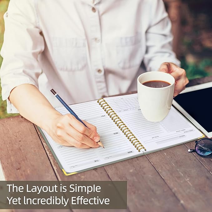 Undated Weekly Planner, Weekly To Do List Notebook with Goal & Habit Tracker Organizer, A5 5.8" x 8.0" Weekly Planner Notebook with Spiral Binding for Men or Women