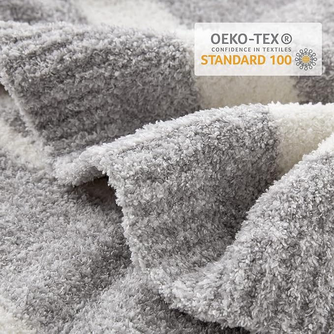 Snuggle Sac Twin Size Bedding Blankets Luxurious Microfiber, Reversible Super Soft Warm Cozy Blankets Fuzzy Plush Blanket for Bed,Couch,Sofa,Living Room, Grey Stripe,60x80 inches