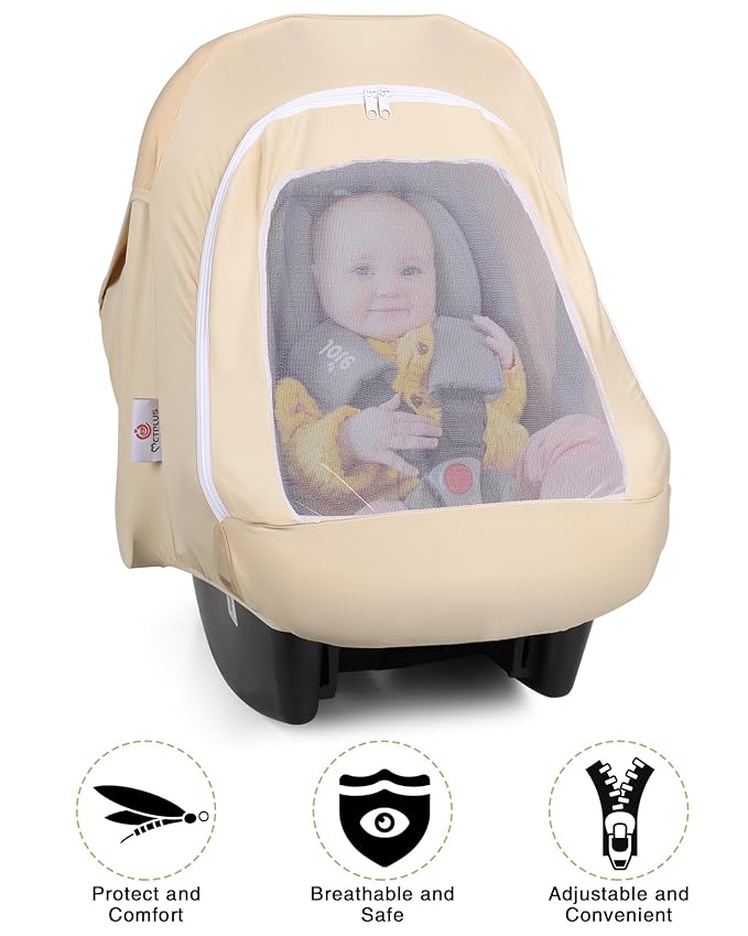 Metplus 2-in-1 Baby Car Seat Canopy, Multi Use Privacy Sun Shade, Protect Baby's Safety with Style, Infant Carrier Covers for Boys & Girls
