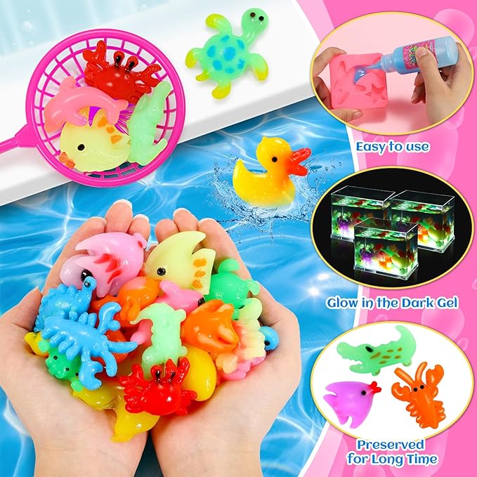 MDINGTD Aqua Water Gel Toy Kit for Kids, DIY Squishy Toys Art Crafts Kits with 12 Gels and 12 Molds, Make Your Own Creative Toys Party Favors Christmas Birthday Gifts for Girls Ages 4-12