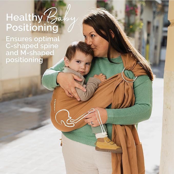 Boba Ring Sling Baby Carrier Newborn to Toddler - Lightweight & Breathable Baby Sling, Hip-Healthy Carrier Sling, Baby Wrap Carrier for Front & Hip Carry, 8-35 lbs (Linen Rye)