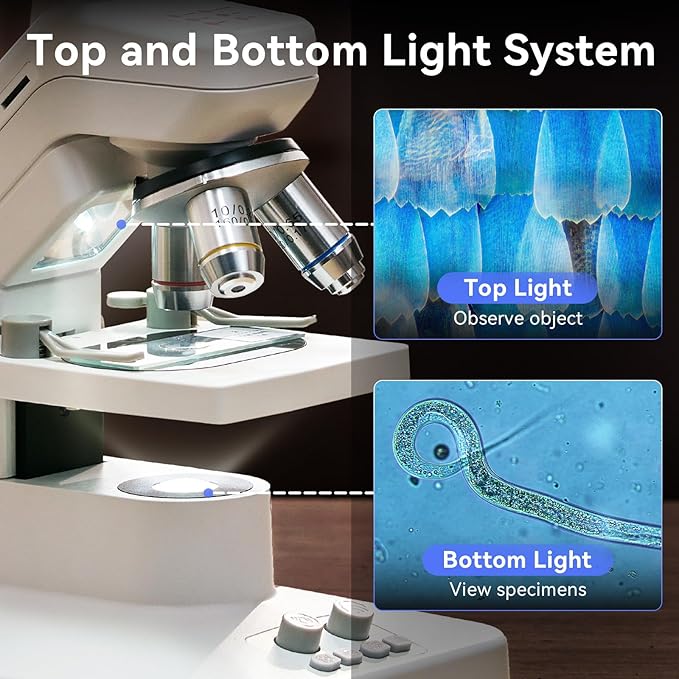 TOMLOV DM301 Pro Microscope for Kids Adults Students, Digital Microscope with 7" Screen, USB & HDMI Output, Wireless Biological Educational Science Scope Camera with Slides Kits for Classroom Home Lab