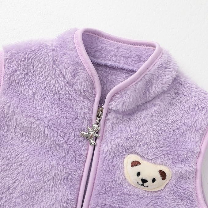 Baby Boys Girls Fleece Vest Zip Up Cute Bear Jackets Fuzzy Fall Winter Warm Clothes Newborn Outwear for Toddler Infant
