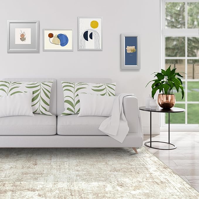 10x14 Area Rugs Large Living Room Rug Washable: Modern Abstract Rug Indoor Modern Carpet Non Slip for Dining Room Bedroom Nursery Home Office Beige