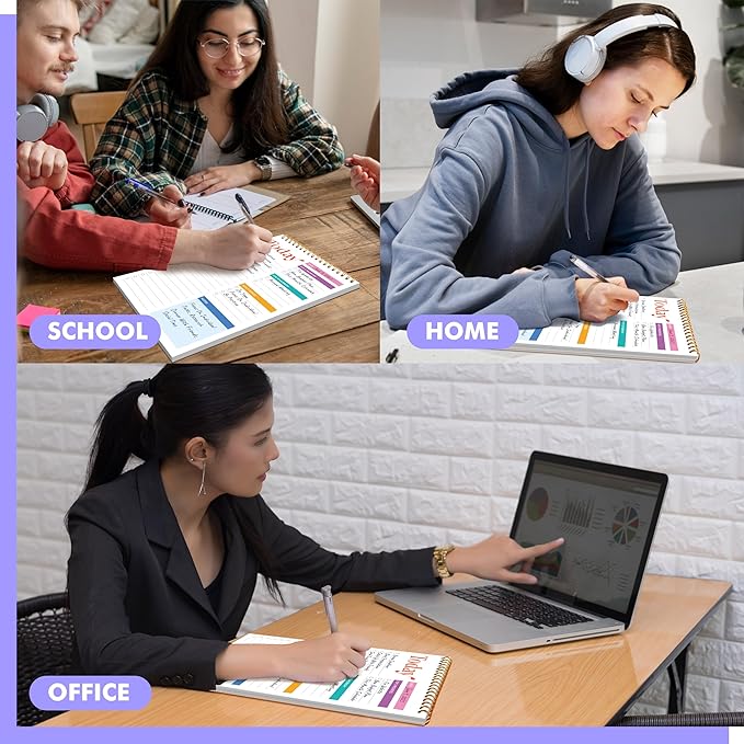 To Do List Notepad, Daily Planner Notebook with 52 Tear-off Sheets, Undated Writing Organizer for Daily Tasks and Goal, Coiled Task Track Checklist Productivity Pad for Office, Classroom, Home, School