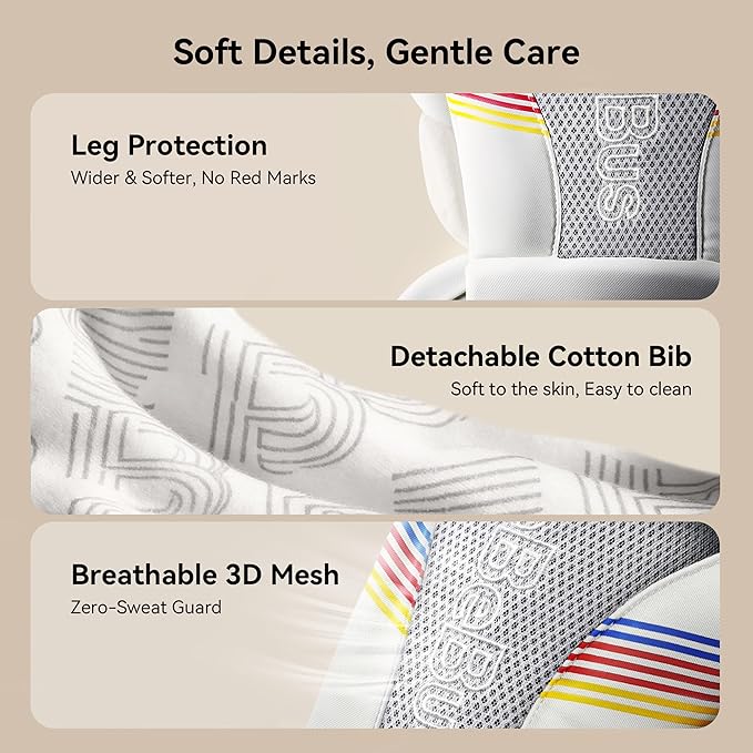 Baby Carrier with Hip Seat, BeBeBus 2-in-1 Ergonomic Newborn to Toddler Carrier up to 44 lbs, Detachable Hands-Free for Infant, All Season Forward-Facing Carry, Fits Waist Sizes up to 38 inch (White)