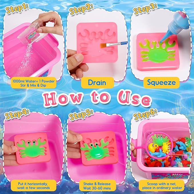 MDINGTD Aqua Water Gel Toy Kit for Kids, DIY Squishy Toys Art Crafts Kits with 12 Gels and 12 Molds, Make Your Own Creative Toys Party Favors Christmas Birthday Gifts for Girls Ages 4-12