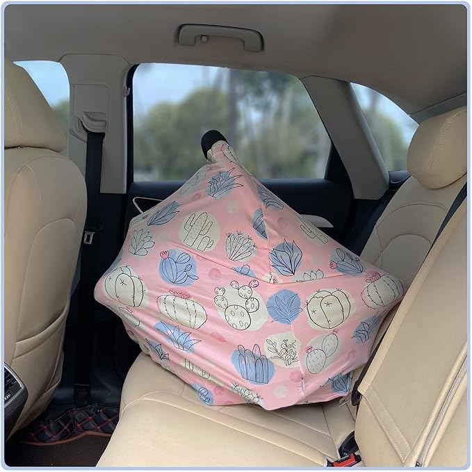 Car Seat Covers for Babies - Multi- use Nursing Carseat Canopy, Breastfeeding Covers, Baby Shower Gifts for Boys and Girls (Cactus)