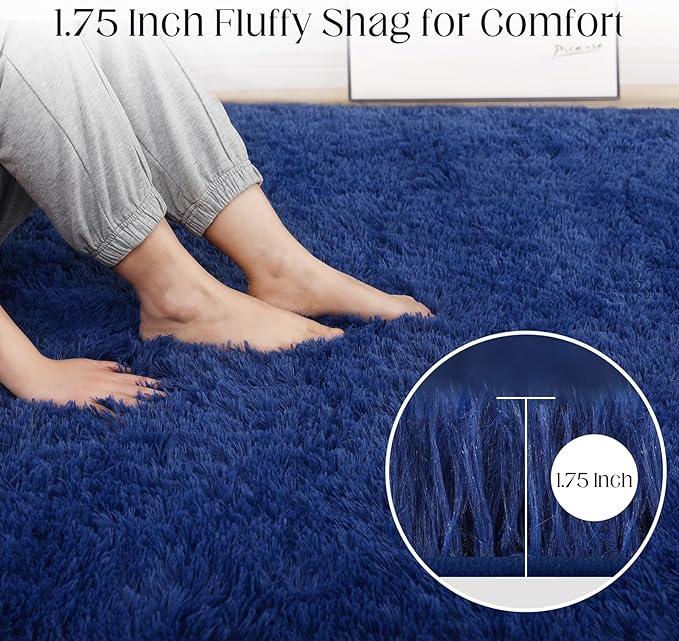 4x6 Blue Rug, Area Rugs for Living Room, Soft Plush Area Rugs for Bedroom, Non-Slip Indoor Carpet for Nursery, Study Room, Playroom, Home Decor