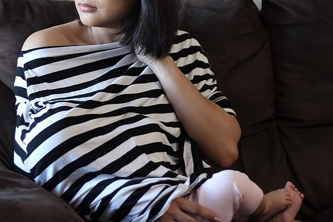Itzy Ritzy 4-in-1 Nursing Cover, Car Seat Cover, Shopping Cart Cover & Infinity Scarf – Breathable, Multi-Use Nursing Cover Up for Breastfeeding, Carseat Canopy & Stroller Cover (Black & White Stripe)