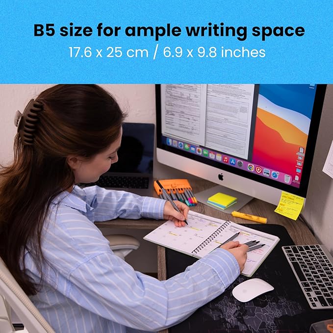 Undated Monthly Planner 2025-2026 - 18 Month Monthly Calendar Planner Book for School Office and Home - Hardcover Blank Planners for Goals Tasks and Dates - B5(6.9" x 9.8") Black