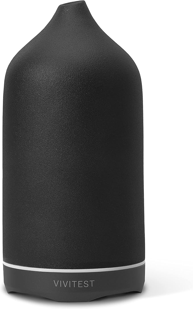 VIVITEST Diffusers for Essential Oils,Stone Oil Diffuser,Ceramic Essential Oil Diffusers Black for Home (250ML)