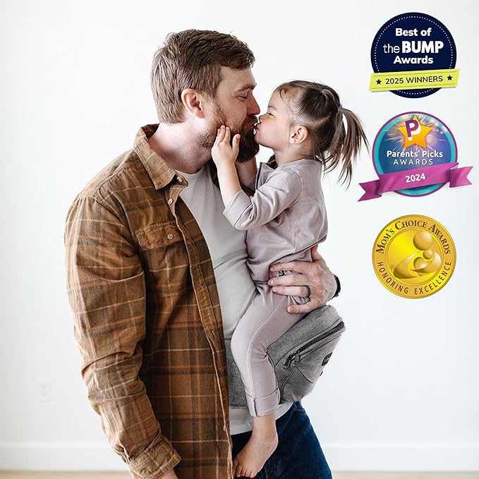 Tushbaby The Original Premium Quality Hip Seat Carrier – Safety-Certified Baby & Toddler Carrier with Secure Safety Buckles, No-Flimsy-Foam Design, Storage Pockets & Nursing Pillow. 0–3 yrs