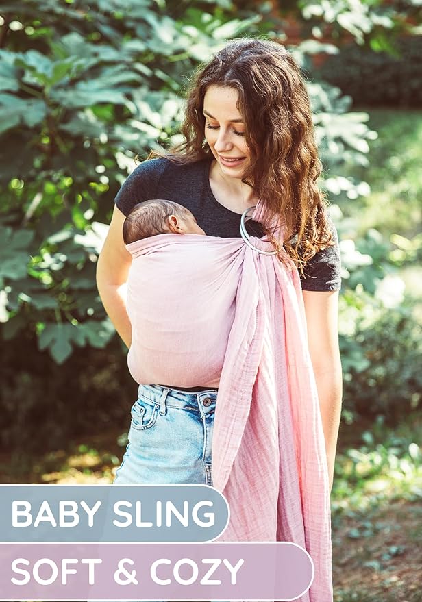Baby Carrier Sling – Breathable 100% Cotton Wrap for Infant Support, Rose Sling Ring – Adjustable Muslin Fabric, Baby Carrier Newborn to Toddler – Soft Chest Hold for Travel