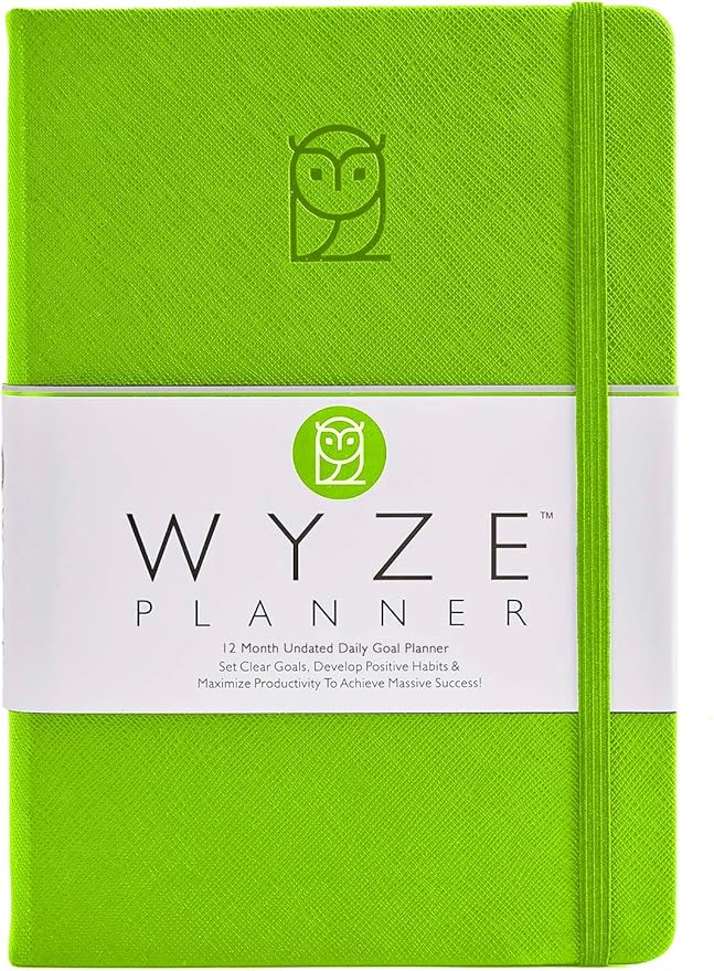 Undated Daily Planner – 1-Year B5 Productivity Organizer with Two-Page Weekly Spread, Goal Setting, Habit Tracker, Weekly & Monthly Pages – Hardcover Time Management Notebook (Lime Green)