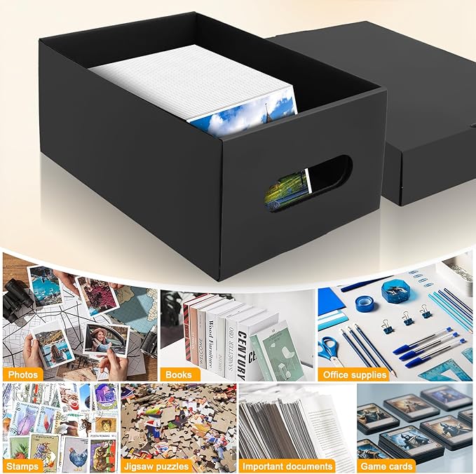 10PCS Photo Storage Box for 4"x6" Photos,10.2“ x 6.5“ x 4.7“ Picture Box Store and Protect Pictures,Documents Black