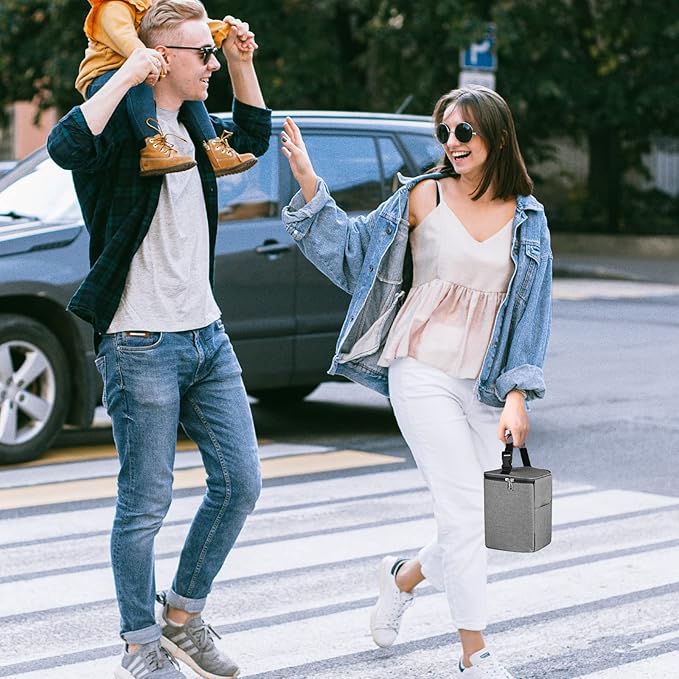 Accmor Breastmilk Cooler Bag with Ice Pack, Baby Bottle Cooler Bags, Insulated Tote Bags On The Go, Fits 4 Large 8oz Bottles, for Nursing Mom Daycare Travel, Grey