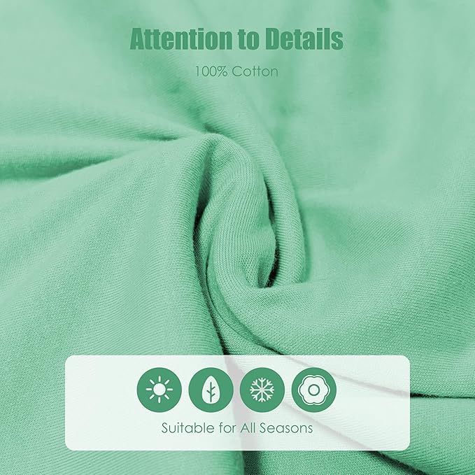 SWEET DOLPHIN Baby Sleep Sack 18-24 Months - 100% Cotton 2-Way Zipper TOG 0.5 Infant Wearable Blanket, Newborn Essentials Toddler 3 Pack Sleeping Sacks - Green