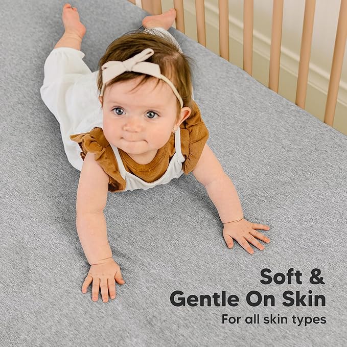 KeaBabies 2-Pack Organic Crib Sheets for Boys, Girls - 52x28 Fitted Crib Mattress Sheet Neutral, Breathable Jersey Cotton Cover for Baby Bed, Toddler Mattress, Soft & Cute Prints (Cloud)