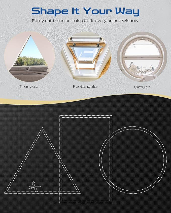 24" W x 48" L 100% Portable Blackout Curtains, Total Darkness No-Drill Black Out Window Cover,Temporary Blackout Shades with Hook & Loop Tape, for Bedroom, Nursery, Dorm, Travel (Black)