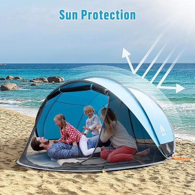Night Cat Pop-up Beach Tent: Large Sun Shade Shelter for 2-4 Persons Picnic Sport Activities