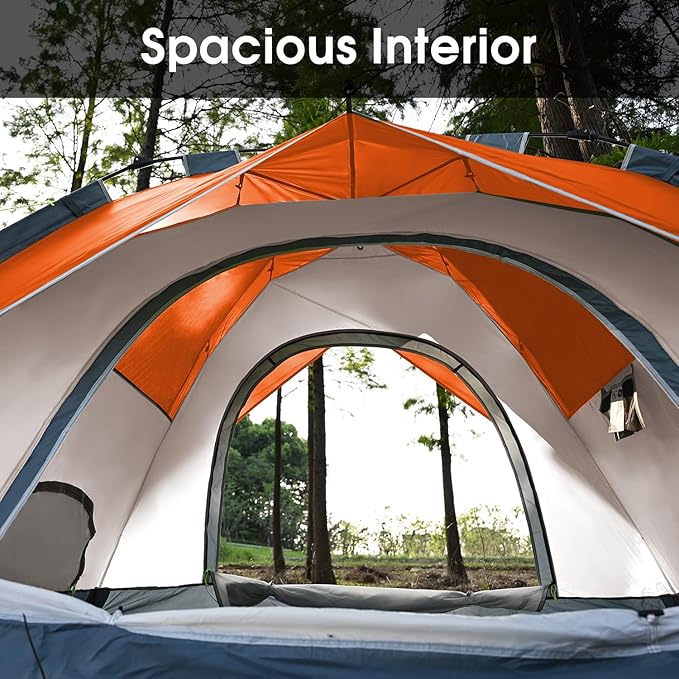 MOON LENCE Instant Pop Up Tent for 3-4 Person - Automatic Portable, Windproof for Camping, Hiking, Mountaineering