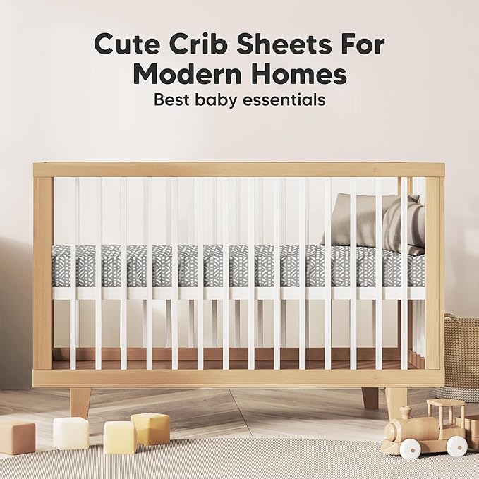 KeaBabies 2-Pack Organic Crib Sheets for Boys, Girls - 52x28 Fitted Crib Mattress Sheet Neutral, Breathable Jersey Cotton Cover for Baby Bed, Toddler Mattress, Soft & Cute Prints (Nordic)