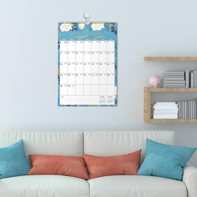 Calendar 2026 - Wall Calendar 2026, 12 x 17 In, Jan. 2026 - Dec. 2026, 12 Months Calendar 2026, Twin-Wire Binding, Hanging Hook, Thick Paper, Unruled Blocks, Julian Dates
